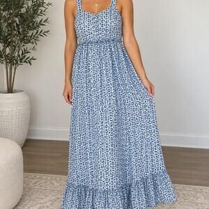 Blue label blue and white dress